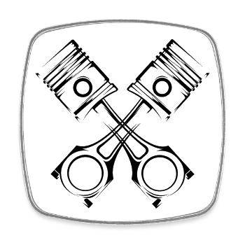 kolben Auto illustration Logo icon Symbol Grafik - Viereckiger Kühlschrankmagnet - Weiß - Vorne