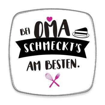 oma köchin schmecken lecker geschenk küche koch lo - Viereckiger Kühlschrankmagnet - Weiß - Vorne