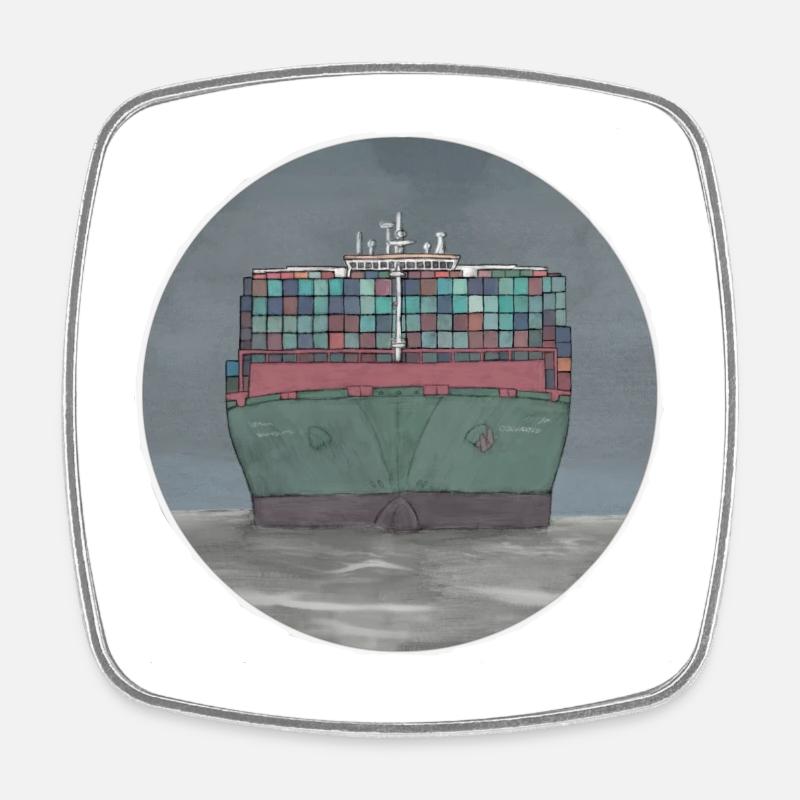 Containerschiff - Viereckiger Kühlschrankmagnet - Weiß