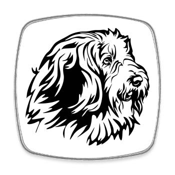 Bearded Collie Kopf - Magnet carré - blanc - Devant
