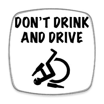 Nicht trinken und fahren. Rollstuhl-Humor-Shirt * - Viereckiger Kühlschrankmagnet - Weiß - Vorne