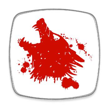 Loup rouge hurlant - Magnet carré - blanc - Devant