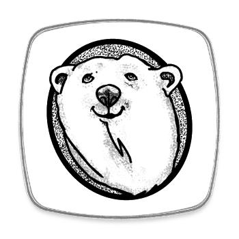 Schmunzelnder Eisbär - Viereckiger Kühlschrankmagnet - Weiß - Vorne