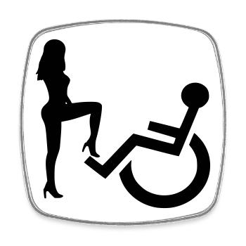 Jolie dame versus utilisateur de fauteuil roulant Chemise humoristique* - Magnet carré - blanc - Devant