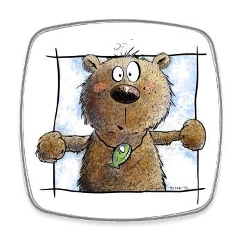 Droll Brown Bear I Wild Animal Comic - Square fridge magnet - white - Front