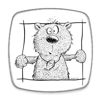 Droll Little Bear I Wild Animal Comic - Square fridge magnet - white - Front