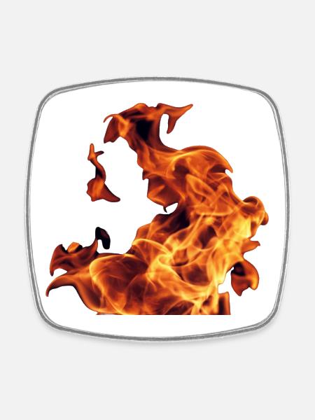Flammes abstraites sur noir - Magnet carré - blanc