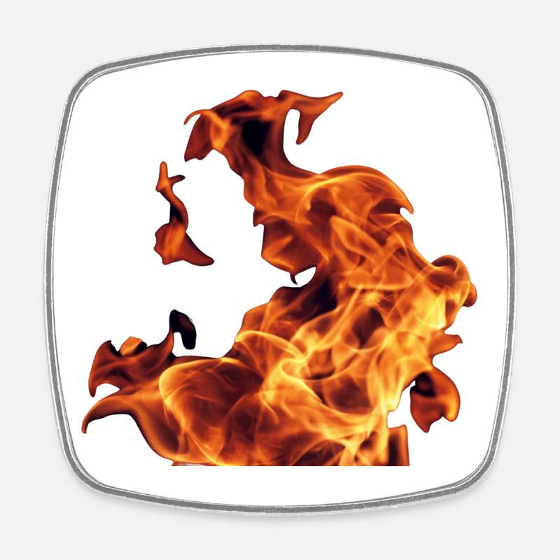 Flammes abstraites sur noir - Magnet carré - blanc