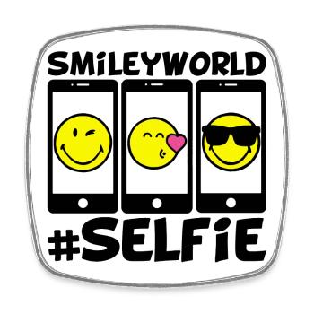 Smileys and selfies - Square fridge magnet - white - Front