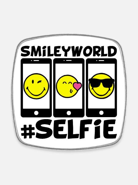 Smileys et selfie - Magnet carré - blanc