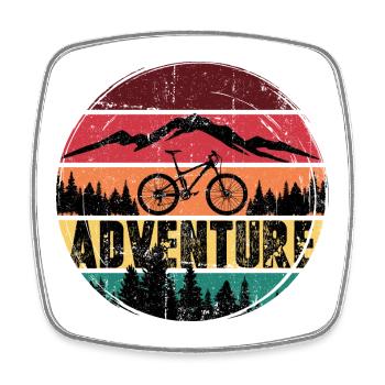 Retro-Mountainbike-Abenteuer - Viereckiger Kühlschrankmagnet - Weiß - Vorne