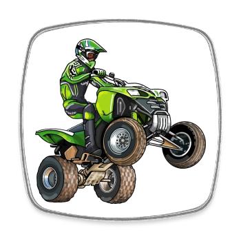 Quad Moto - Magnet carré - blanc - Devant