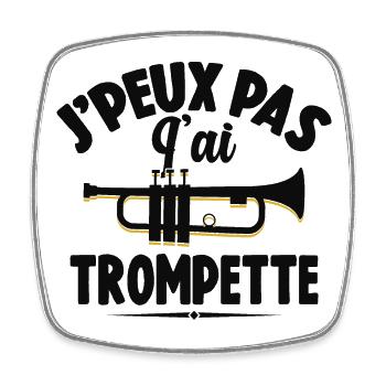 Je Peux Pas J'ai Trompette Instrument À Vent - Magnet carré - blanc - Devant