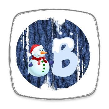 bonhomme de neige b - Magnet carré - blanc - Devant