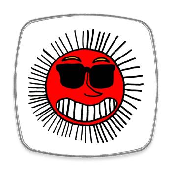 Smiling Sun with Glasses - Square fridge magnet - white - Front