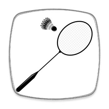 Badminton badminton with badminton racket - Square fridge magnet - white - Front