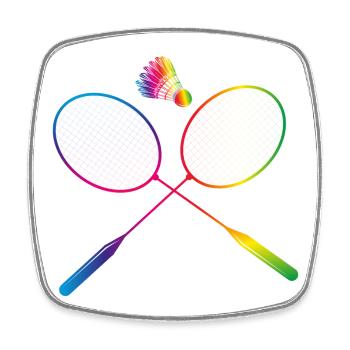 colorful badminton badminton with badminton racket - Square fridge magnet - white - Front