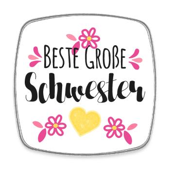 Beste Große Schwester - Viereckiger Kühlschrankmagnet - Weiß - Vorne