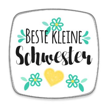 Beste Kleine Schwester - Viereckiger Kühlschrankmagnet - Weiß - Vorne