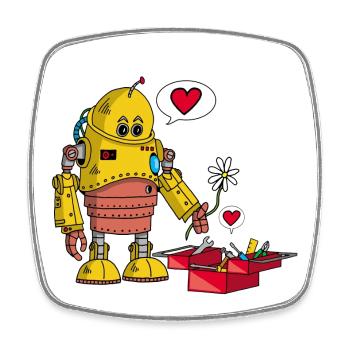 Verliebter Roboter - Viereckiger Kühlschrankmagnet - Weiß - Vorne