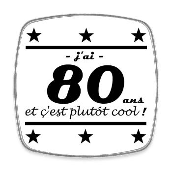 j ai 80 ans - Magnet carré - blanc - Devant