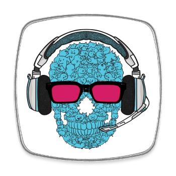 Musik Skull - Viereckiger Kühlschrankmagnet - Weiß - Vorne