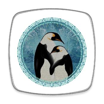 two magical penguins in mosaic style - Square fridge magnet - white - Front
