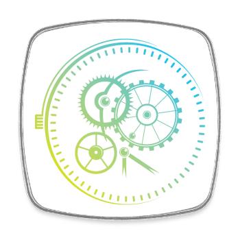 Masterpiece Watches Clock Mechanics Colors icon Logo - Square fridge magnet - white - Front
