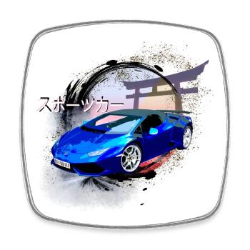 Voiture de sport - Magnet carré - blanc - Devant