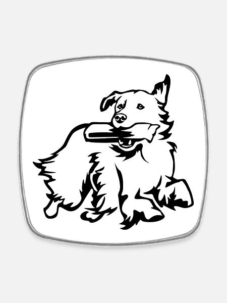 Golden Retriever - Square fridge magnet - white