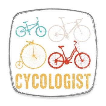Cyclologist Bicycle Montage - Square fridge magnet - white - Front