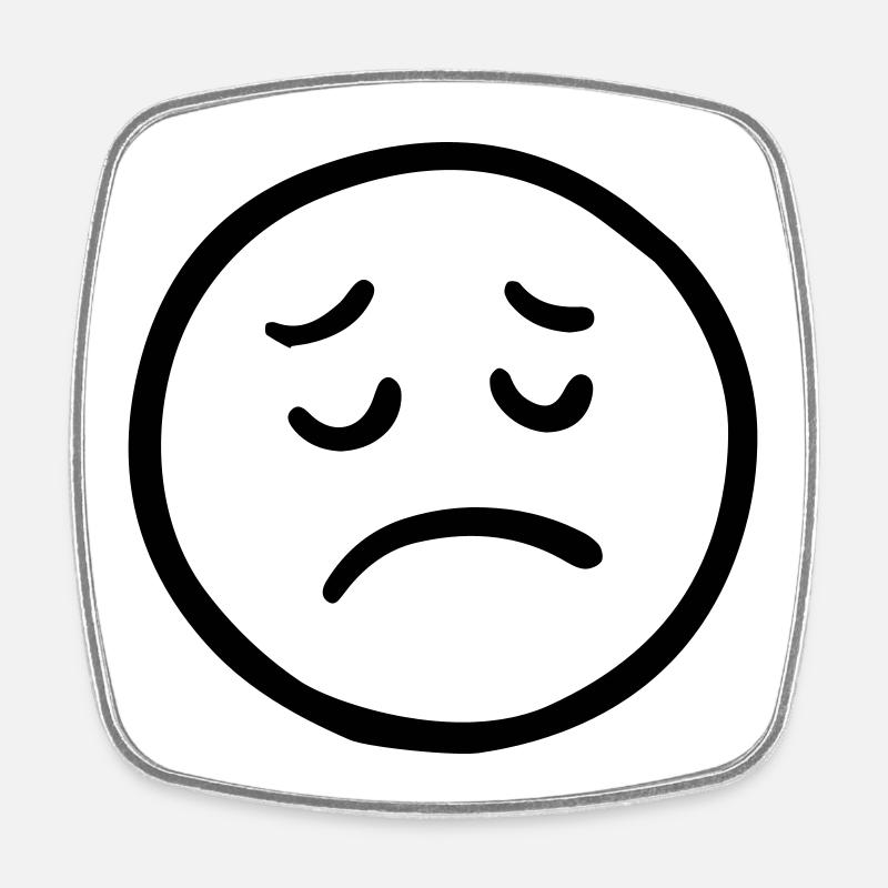 Sad face with thoughtful look - Square fridge magnet - white