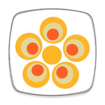 des années 70 motif de fleur - Magnet carré - blanc - Devant