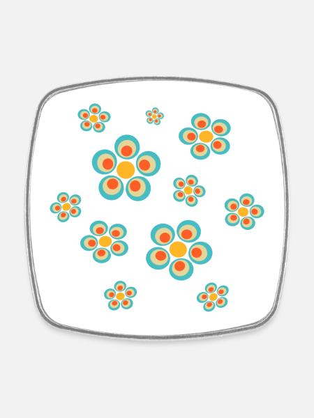 Fleur Bleu Clair Bleu Fleur Fleurs Bleu Rouge Hippie - Magnet carré - blanc