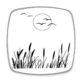 Naturliebe - Vögel, Sonne, Schilf - Viereckiger Kühlschrankmagnet - Weiß - Vorne