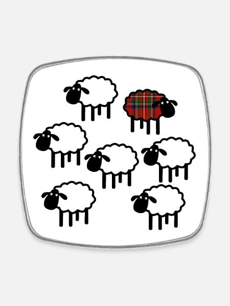 Scottish individual sheep - Square fridge magnet - white