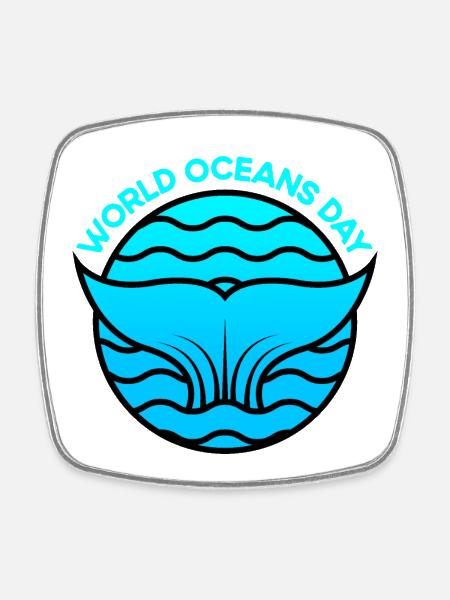 World Oceans Day - Square fridge magnet - white