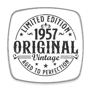 Vintage 1957 vintage né anniversaire rétro - Magnet carré - blanc - Devant