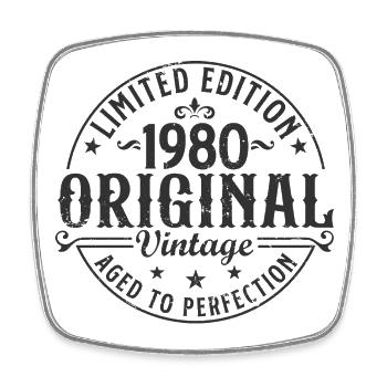 Vintage 1980 Vintage Born Anniversaire Rétro - Magnet carré - blanc - Devant