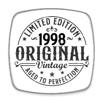 Vintage 1998 Jahrgang geboren Geburtstag Retro - Viereckiger Kühlschrankmagnet - Weiß - Vorne