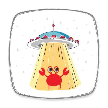 Alien Crab Visitor - Square fridge magnet - white - Front