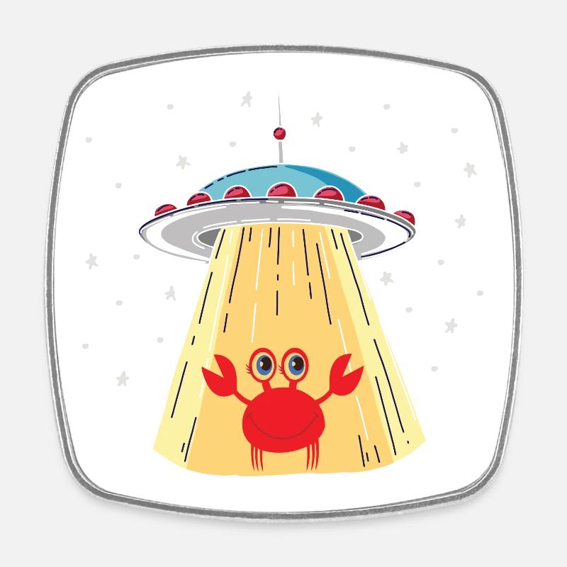 Alien Crab Visitor - Square fridge magnet - white