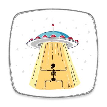 UFO with skeleton light installation - Square fridge magnet - white - Front