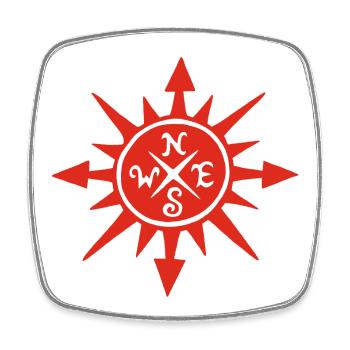 Red sun and compass - Square fridge magnet - white - Front