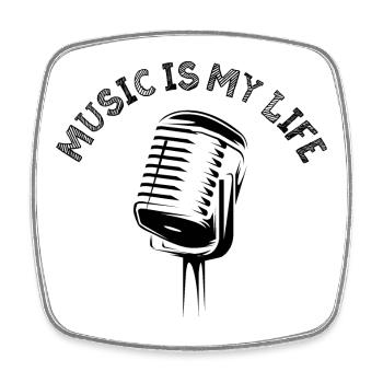 music is my life Microphone Icon Logo Music Graphic - Square fridge magnet - white - Front