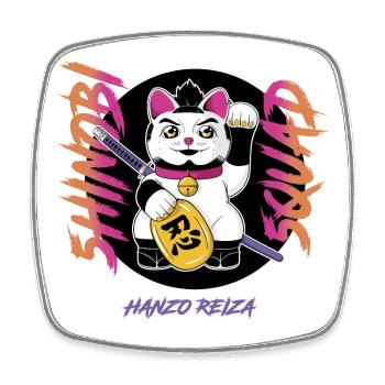 Crazy Cat Shinobi Tee White - Square fridge magnet - white - Front
