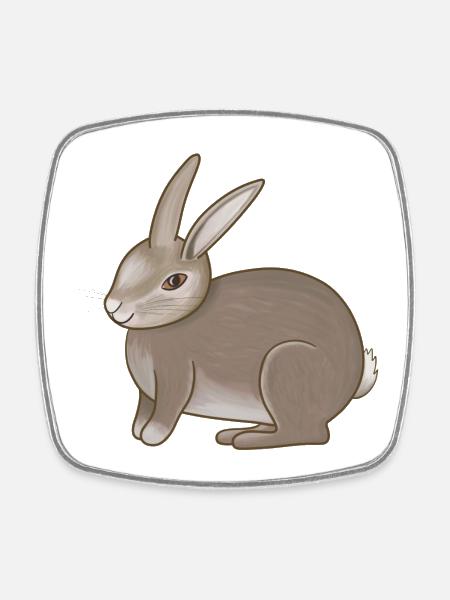 Rabbit brown - Square fridge magnet - white