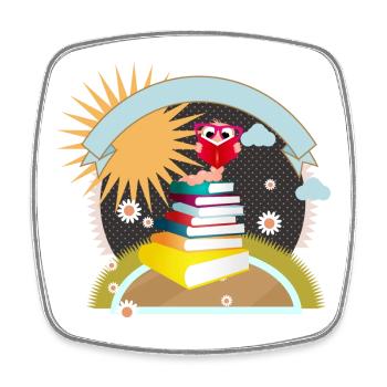 little bookworm with thirst for knowledge reads a book - Square fridge magnet - white - Front