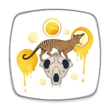 Thylacine Skull Gold - Goldener Tasmanischer Tiger Wolf - Viereckiger Kühlschrankmagnet - Weiß - Vorne