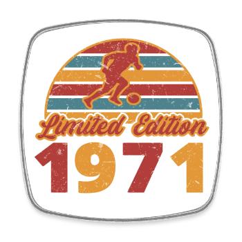 Footballer Football player Football birthday 1971 - Square fridge magnet - white - Front
